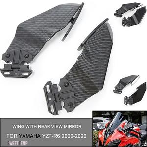 互換品 汎用バイクサイドウイングスポイラーフェアリング リアビューミラー付き ヤマハ YZF-R6 ...
