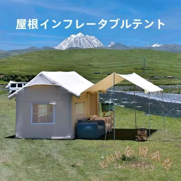 インフレータブルグランピングテントホワイエ付き5-8人用KNK大型4シーズン簡単セットアップ防水通気...