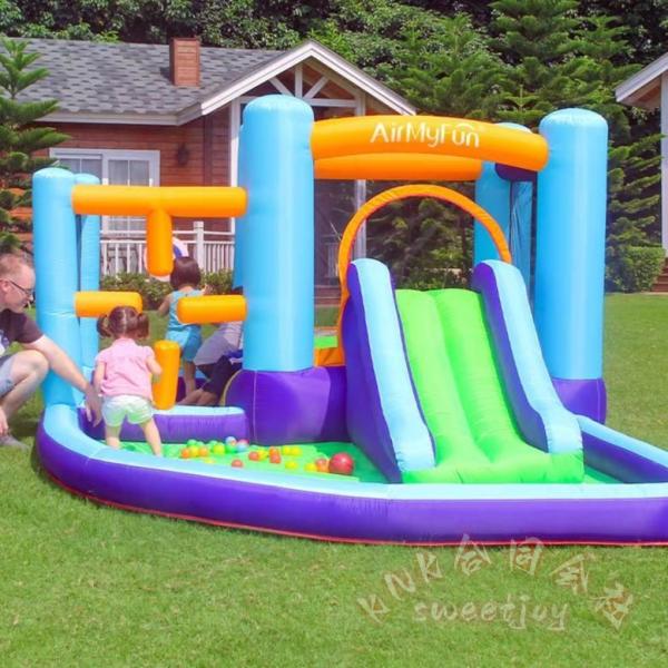 大型プール すべり台付き トランポリン ジャングルジム KNK(株) 室内 屋外 子供用 大型遊具 ...