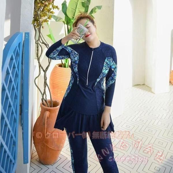 フィットネス水着 レディース 大きいサイズ 体型カバー ラッシュガード セット 2点セット パッド付...