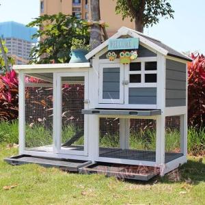 ウサギケージ 屋外二層 木製ラビットケージ 小動物小屋 KNK（株） うさぎ小屋 鶏小屋兼用 収納付き 屋外ウサギケージ 木製アパートメント 通気性