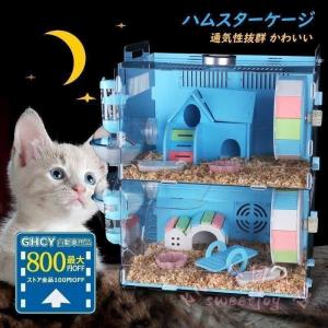 ハムスターケージ 大型 透明 2階建て KNK...の詳細画像1