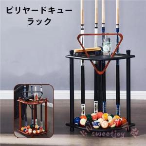 ビリヤードキュースタンド 木製ホルダー KNK ８本収納 フリースタンディング コーナースタイル 省スペース ??????・自宅のビリヤードルームに 安定設置