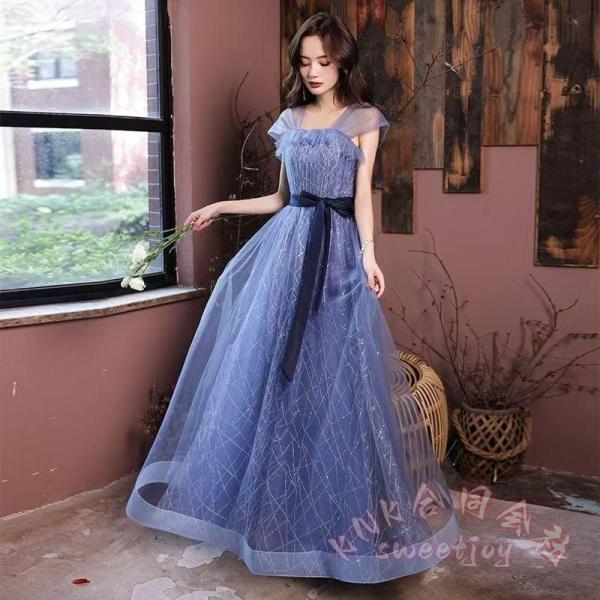 カラードレスロングマーメイドパーティーイブニング発表会演奏会ステージおしゃれブルー青大人KNK(株）...