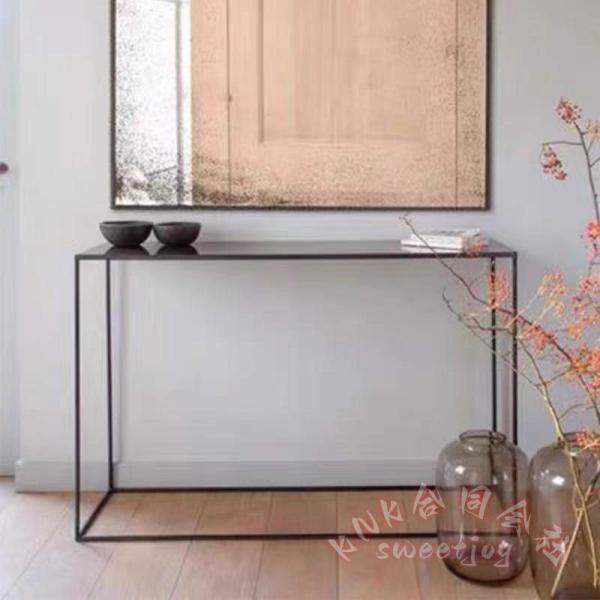 スリムサイドテーブル 金属コンソール 北欧 KNK(株) 黒/白 シンプル ハイテーブル 廊下 玄関...