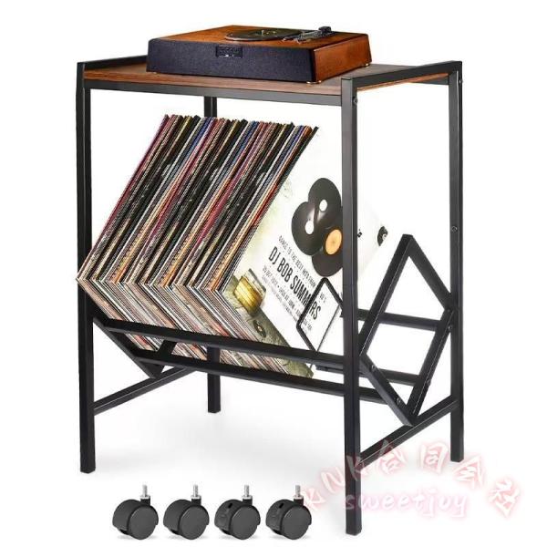 レコードラック最大80枚収納マットブラックメタル脚 KNK(株） レコードプレーヤースタンドターンテ...