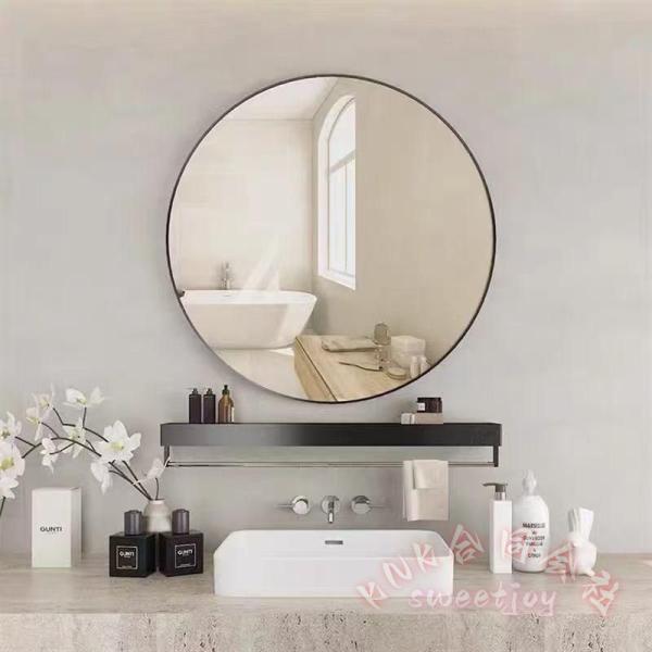 姿見鏡 壁掛け鏡 丸ミラー 直径50cm KNK(株) アルミフレーム バスルームミラー 全身鏡 壁...