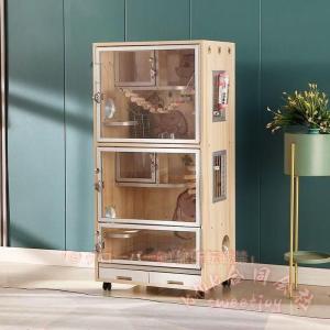 チンチラ ケージ 大型 木製 小動物ケージ KNK(株) ウサギ フェレット 猫 兼用 引き出しトレイ 車輪付き 飼育ケージ ハウス 通気 お手入れ簡単