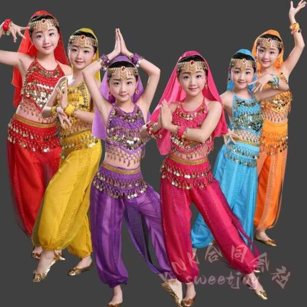 ベリーダンス 衣装 キッズ セット 5点セット 80-175cm 子供用 豪華 ステージ衣装 出演 ...