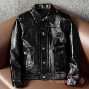 黒芯シープスキン 30s ワークコート レザージャケット KNK(株) ブラック サイズ選択可 カーコート ブレーキマン ベジタブルタンニンなめし 馬革 本革
