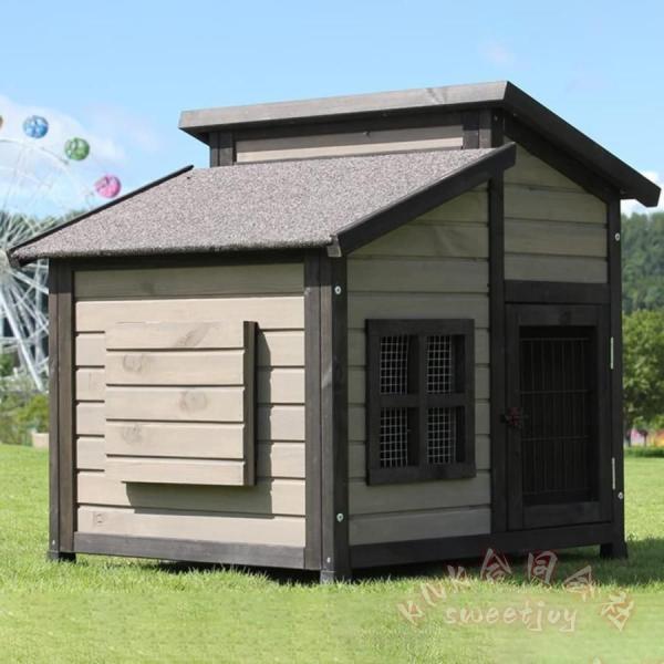 犬用ケージ 大型犬用サークル 無垢材 木造犬小屋 屋外防水 KNK(株） 84×74×80cm 大型...