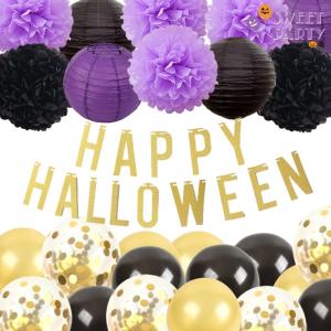 ハロウィン 飾り 飾り付け バルーン 風船 飾り付け バルーンアート ガーランド ハロウィーン 紙吹雪 ゴム風船｜sweetparty