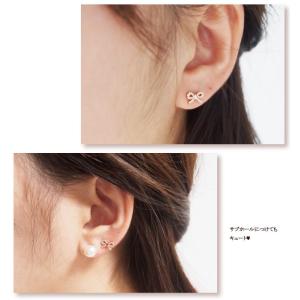 ピアス 誕生石 ダイヤモンド りぼん キャッチ...の詳細画像4