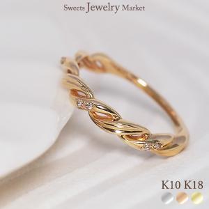 ピンキーリング ダイヤモンド0.01ct K10ホワイトゴールド K10ピンク