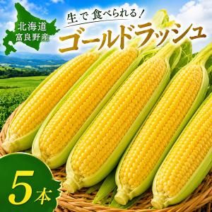 とうもろこし ゴールドラッシュ 5本 北海道 富良野産 送料無料 スイートコーン ギフト お取り寄せ 産地直送 朝採り 冷蔵　7月発送