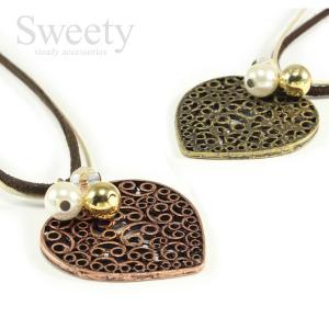 アンティークWキー革ひもネックレス ペンダント 全2色 : sweety - 通販