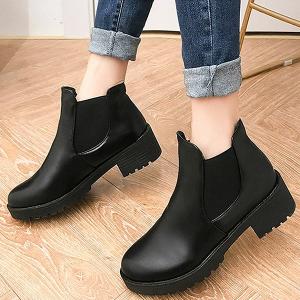 サイドゴアブーツ ショートブーツ 厚底 太ヒール シューズ