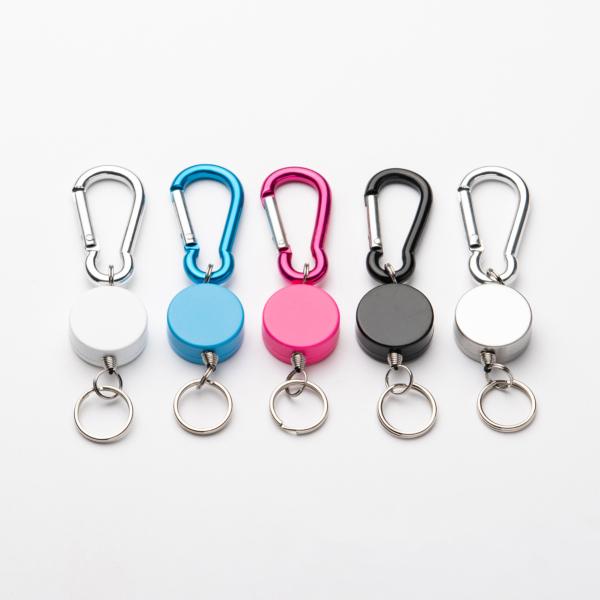 単色２個セット　ミニカラビナリールキーホルダー　プチギフト　店舗用品　事務用品　防犯用品　防災用品　...