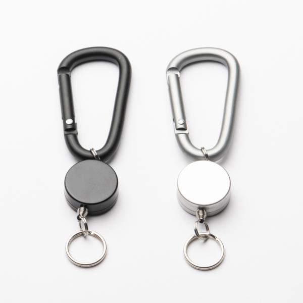 単色２個セット　６０カラビナリールキーホルダー　プチギフト　店舗用品　事務用品　防犯用品　防災用品　...