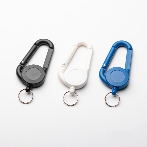 単色２個セット　ＡＢＳカラビナリールキーホルダー　プチギフト　店舗用品　事務用品　防犯用品　防災用品...