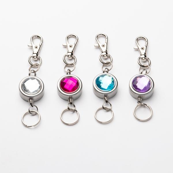 単色２個セット　ニュージュエルリールキーホルダー　プチギフト　店舗用品　事務用品　防犯用品　防災用品...