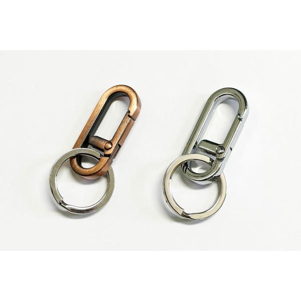 単色３個セット　カラビナＷＳフラットリングキーホルダー　プチギフト　店舗用品　事務用品　防犯用品　防...