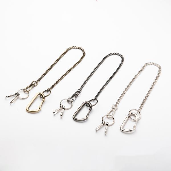 単色２個セット　アンティークカラビナチェーンキーホルダー　プチギフト　店舗用品　事務用品　防犯用品　...