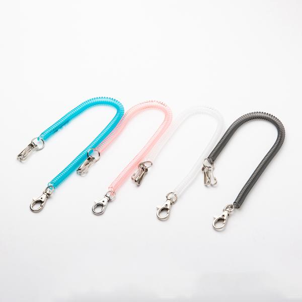 単色３個セット　ロングコイルキーホルダー　プチギフト　店舗用品　事務用品　防犯用品　防災用品　落下防...