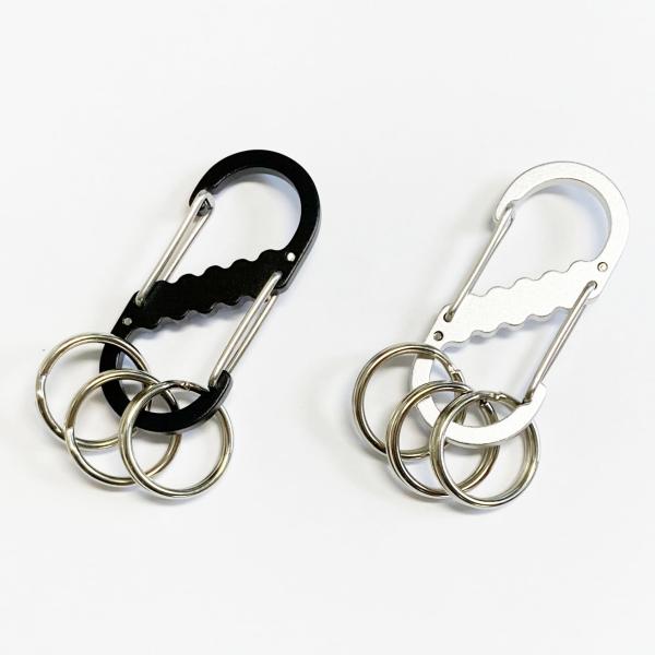 単色３個セット　アルミＷゲート３連カラビナキー　プチギフト　店舗用品　事務用品　防犯用品　防災用品　...