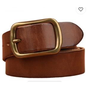 ベルト メンズ 本革 真鍮バックル付 全長110cmサイズ 短くカット可能タイプ 茶色