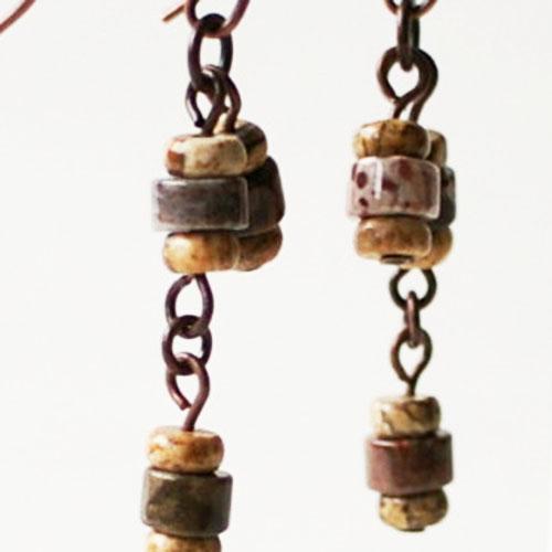 紅女　joncher　タイガージャスパー・ピクチャージャスパーピアス1