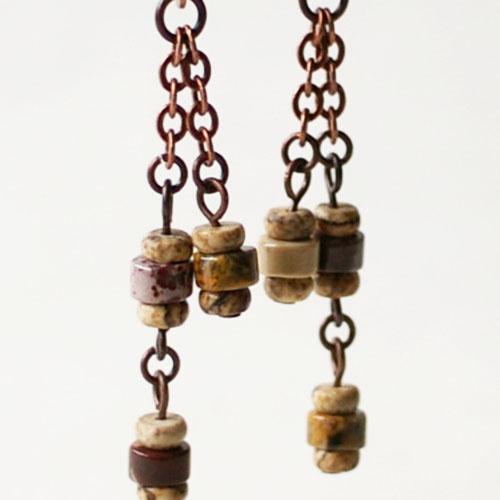 紅女　joncher　タイガージャスパー・ピクチャージャスパーピアス2