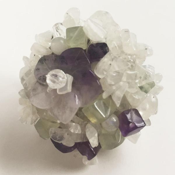 紅女　joncher　天然石帯留め（アメジスト・ムーンストーン・プレナイト）