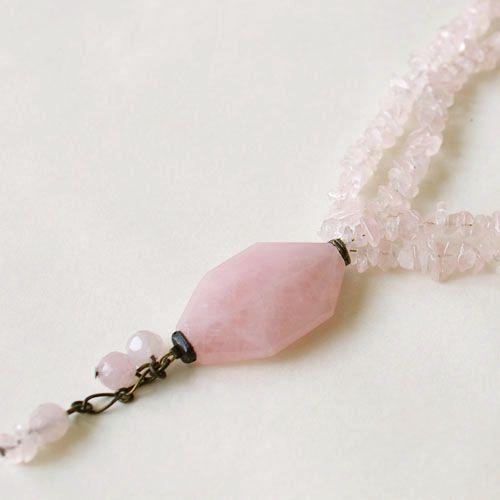 紅女　joncher　ローズクオーツネックレス　