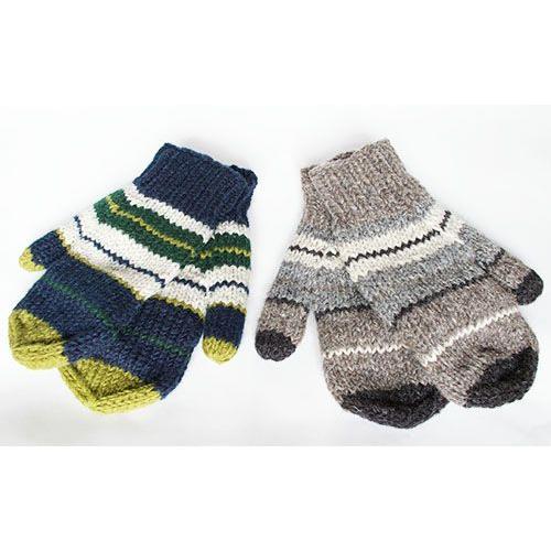 KALA　サナ・ハスタカラ　ユニセックスしましまミトン　フィンガーキャップ付き（フェアトレード商品）