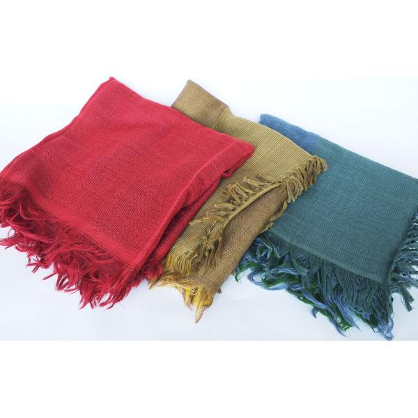 シサム工房・サシャ　カサネイロウールショール（レッド　イエロー　グリーン）（フェアトレード商品）メー...