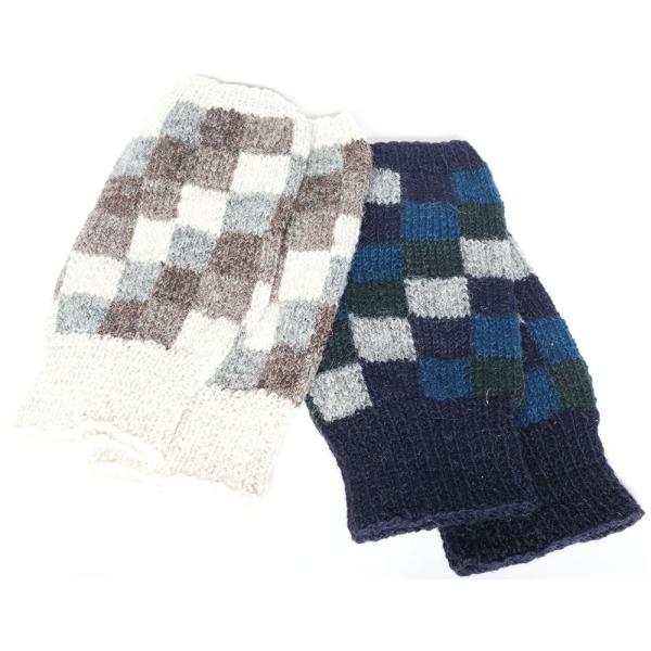 サナ・ハスタカラ　キューブレッグウォーマー（ネイビー　ホワイト）（フェアトレード商品）