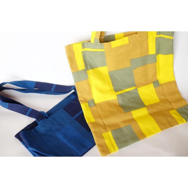 ハーモニートートバッグ（ブルー　イエロー）（フェアトレード商品）　キャンパス生地のジェンダーレストー...