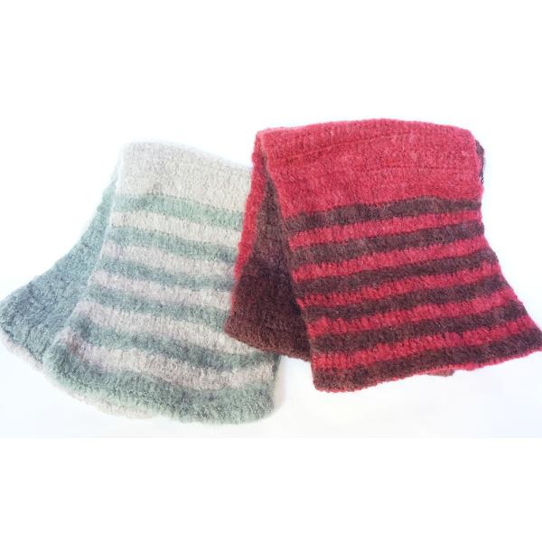 サナ・ハスタカラ　2トーンモヘヤスヌード （グリーン　レッド）（フェアトレード商品）