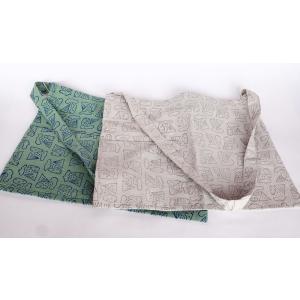 シサム工房　ブロックプリントブラリバッグ（グリーン　グレー）（フェアトレード商品）メール便対応商品