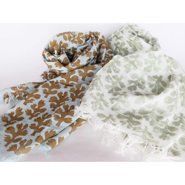 【SALE】シサム工房・サシャ　オーガニックコットンヨモギストール（ライトブラウン　ライトグリーン）...