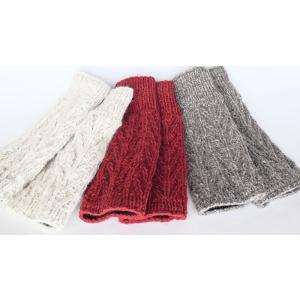 シサム工房 サナ・ハスタカラ　アランアームウォーマー（ホワイト　レッド　グレー）（フェアトレード商品...