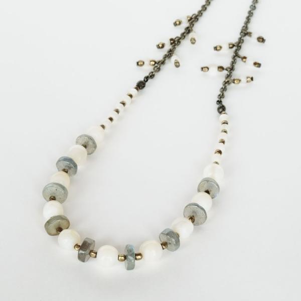 紅女　joncher　白蝶貝・ラブラドライトネックレス