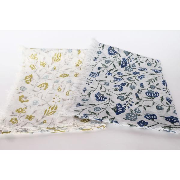 シサム工房・サシャ　手織りオーガニックコットンガーデンストール（ライム　ブルー）（フェアトレード商品...