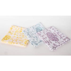 シサム工房・サシャ　ブロックプリントトリノニワハンカチ（イエロー　ライトブルー　パープル）（フェアト...