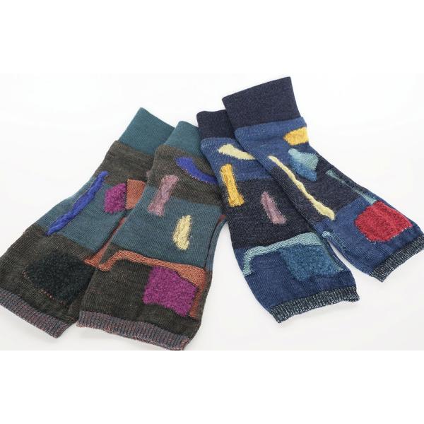 【SALE 再値下げ】Ｍ．＆ＫＹＯＫＯ　秋冬カラフルパーク柄ボーダーショートアームウォーマー＜メーカ...