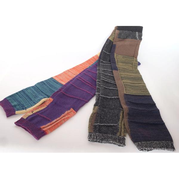 Ｍ．＆ＫＹＯＫＯ　手描きブロック柄春夏さらさらロングアームカバー（パープル　ブラック）薄手の春夏用ア...