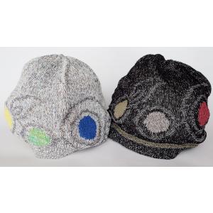 Ｍ．＆ＫＹＯＫＯ　カラフルフラワー春夏ニット帽（ライトグレー　ブラック）小ぶりのワッチタイプ
