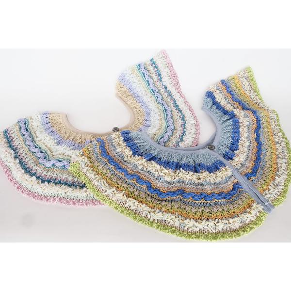 Ｍ．＆ＫＹＯＫＯ　ウェーブレースニットカラー(ベージュ　ブルー）サラサラの肌触り！