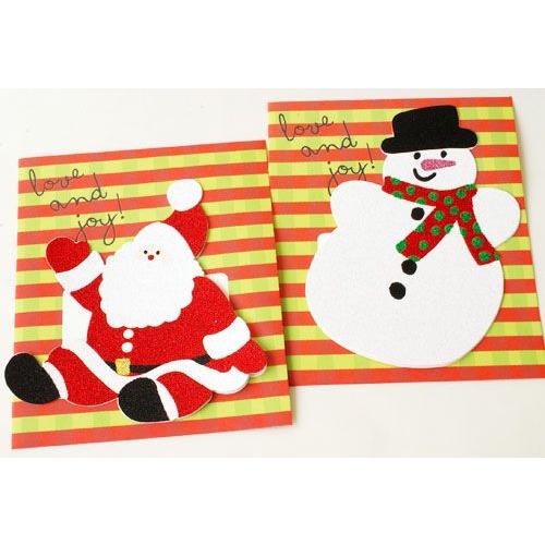 グリッタークリスマスカード（サンタ　雪だるま）